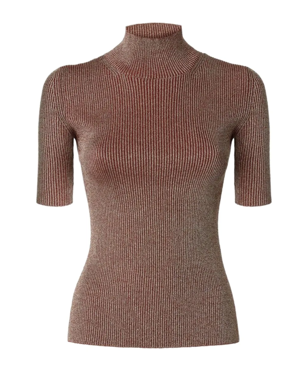 Metallic-Effect Ribbed-Knit Top