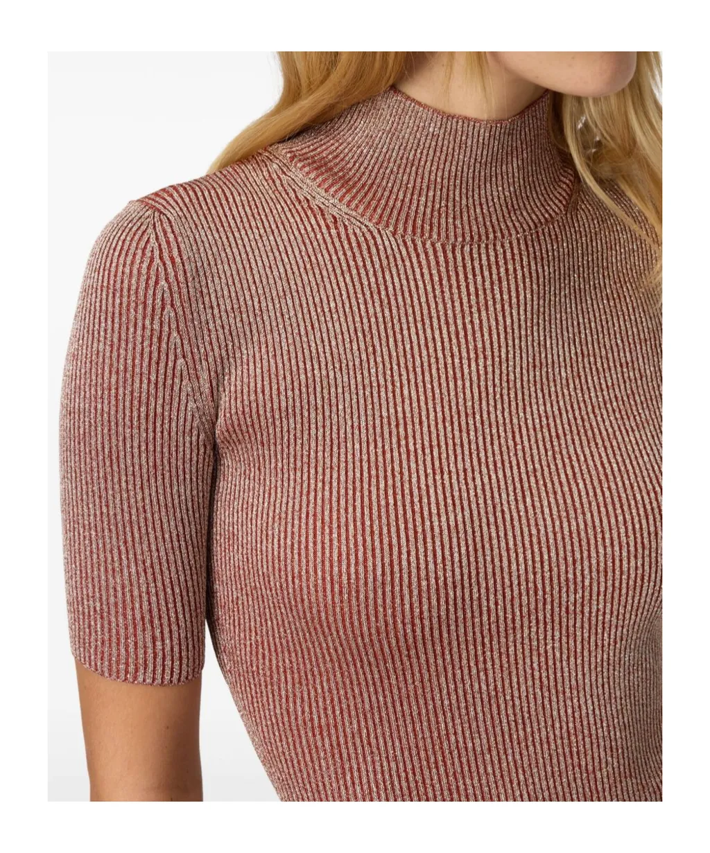 Metallic-Effect Ribbed-Knit Top