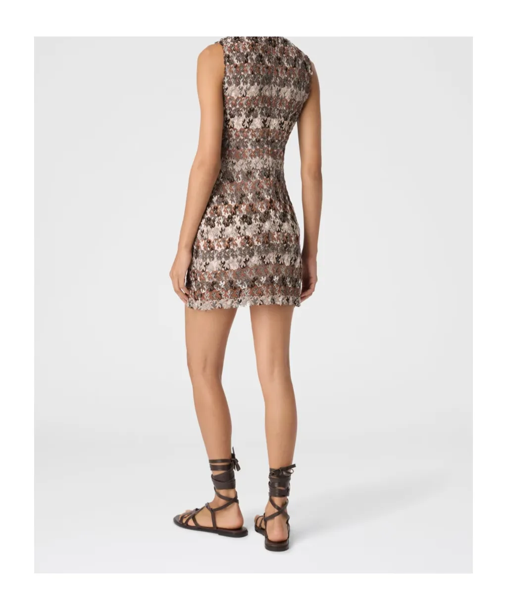 Floral-Lace Sleeveless Mini Dress