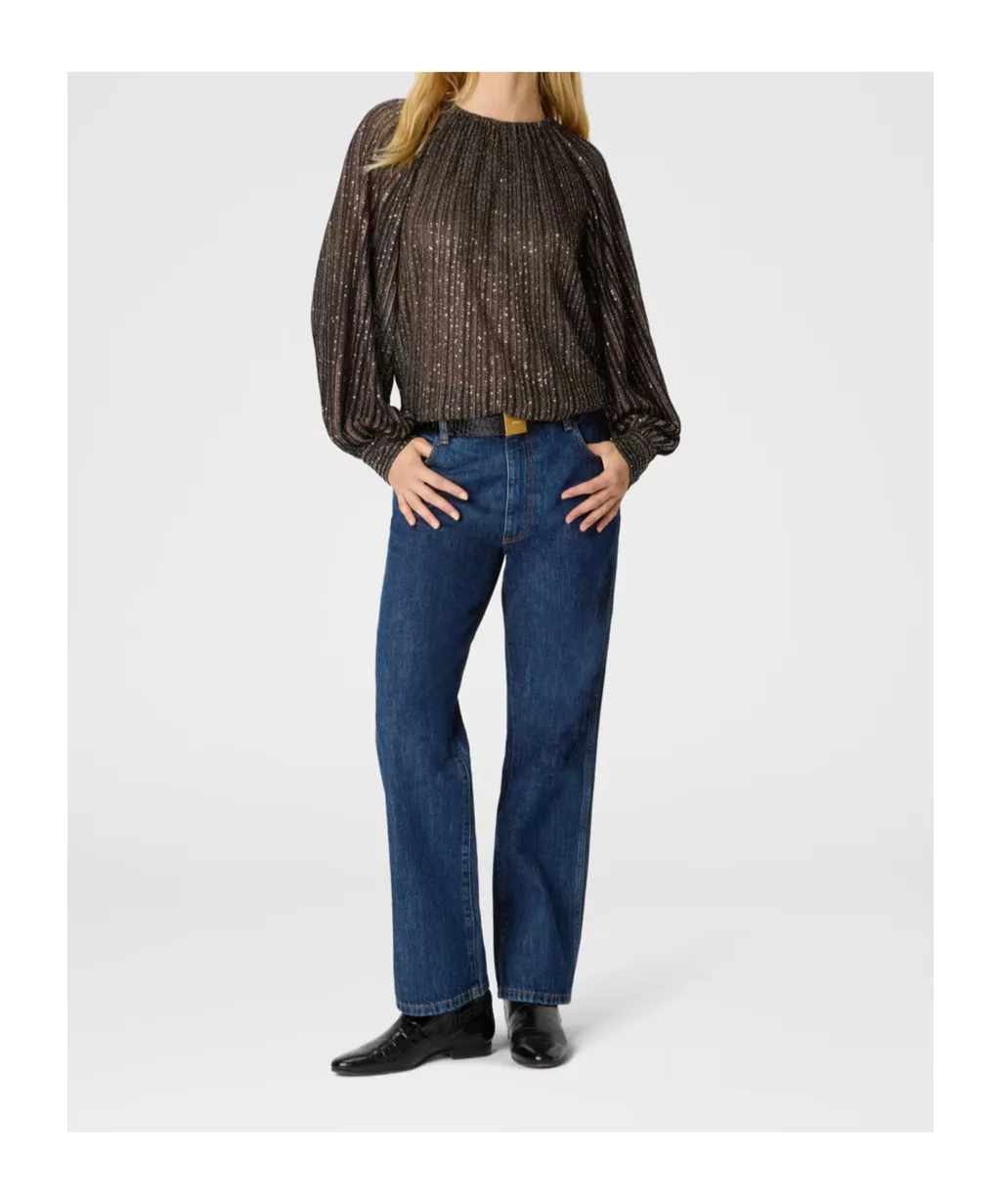 Sequin-Striped Top