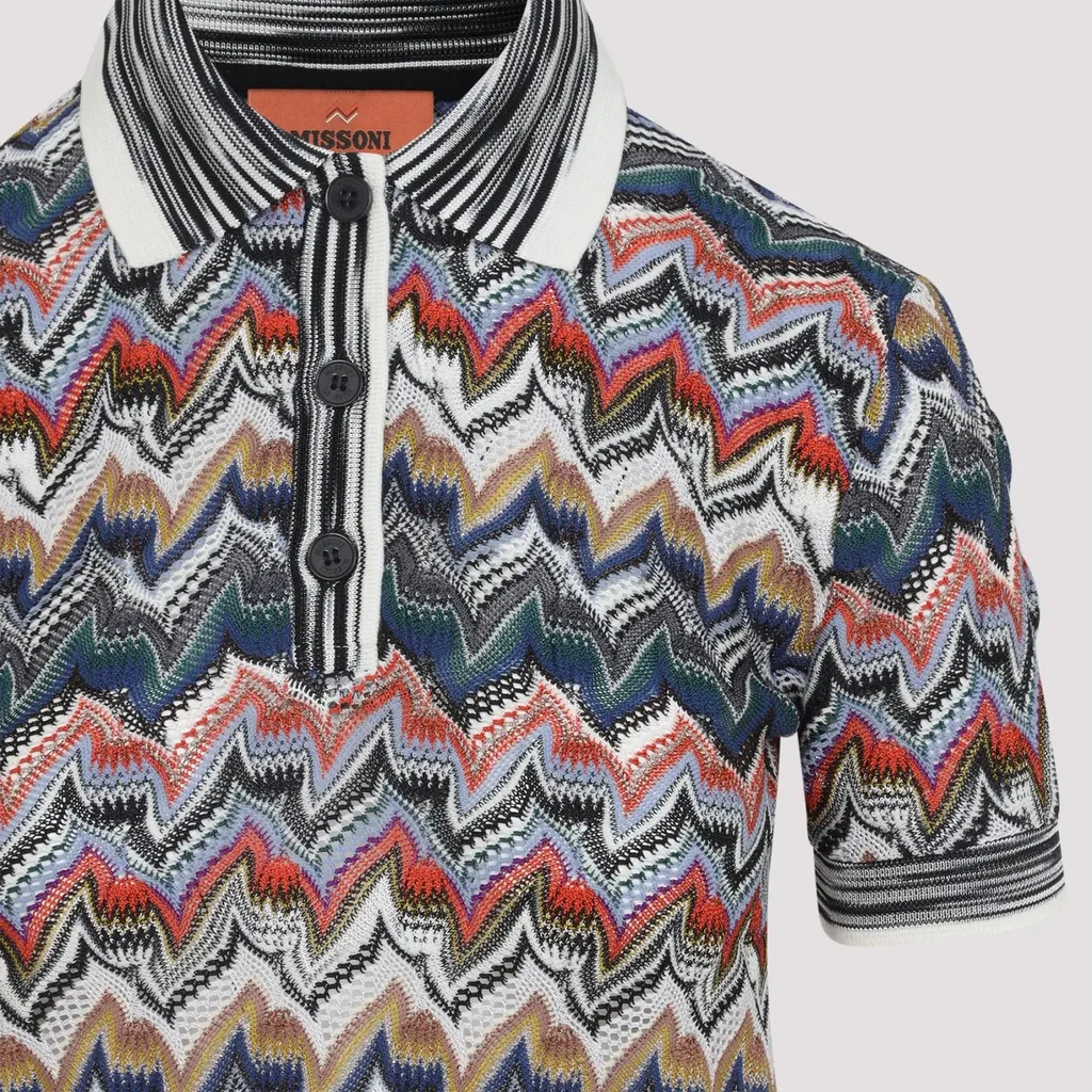 Zigzag-Knit Polo Shirt