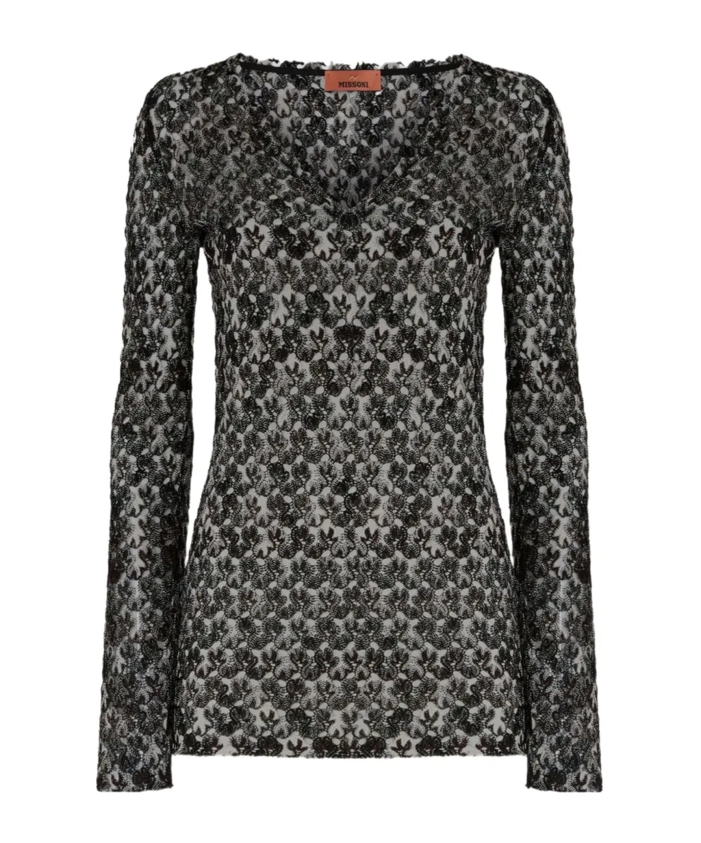 Floral-Lace Long-Sleeve Top