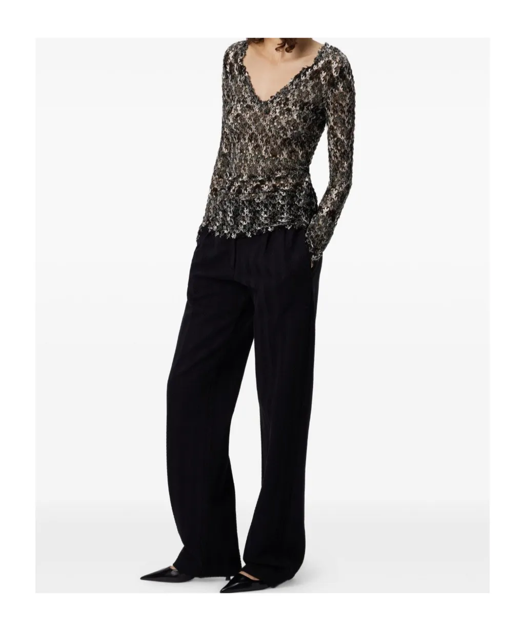 Floral-Lace Long-Sleeve Top
