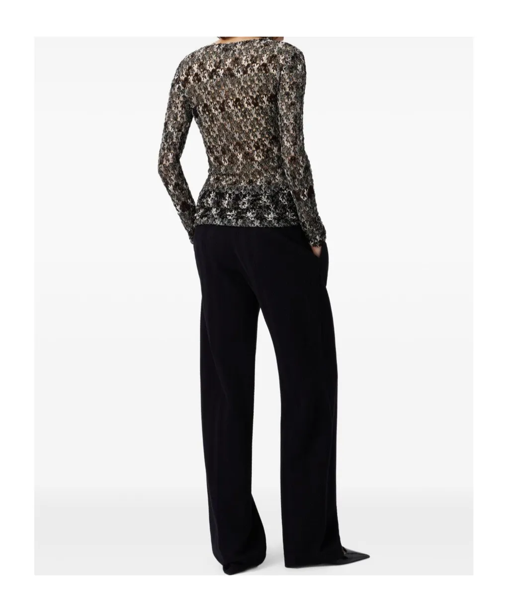 Floral-Lace Long-Sleeve Top