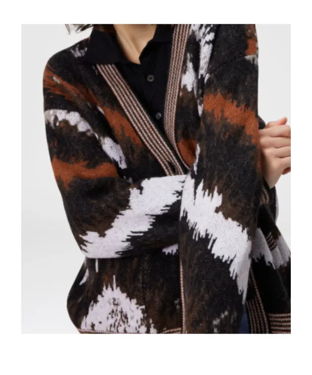 Abstract-Print Buttoned Cardigan