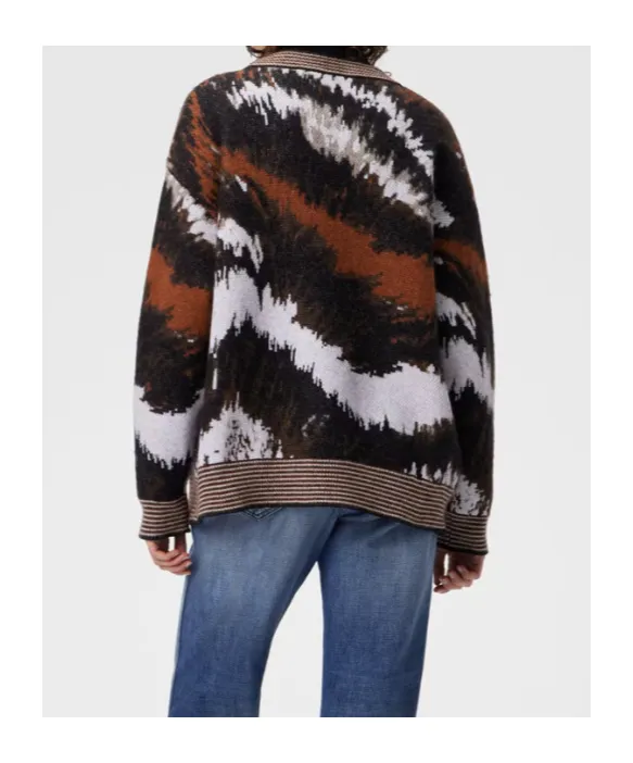 Abstract-Print Buttoned Cardigan