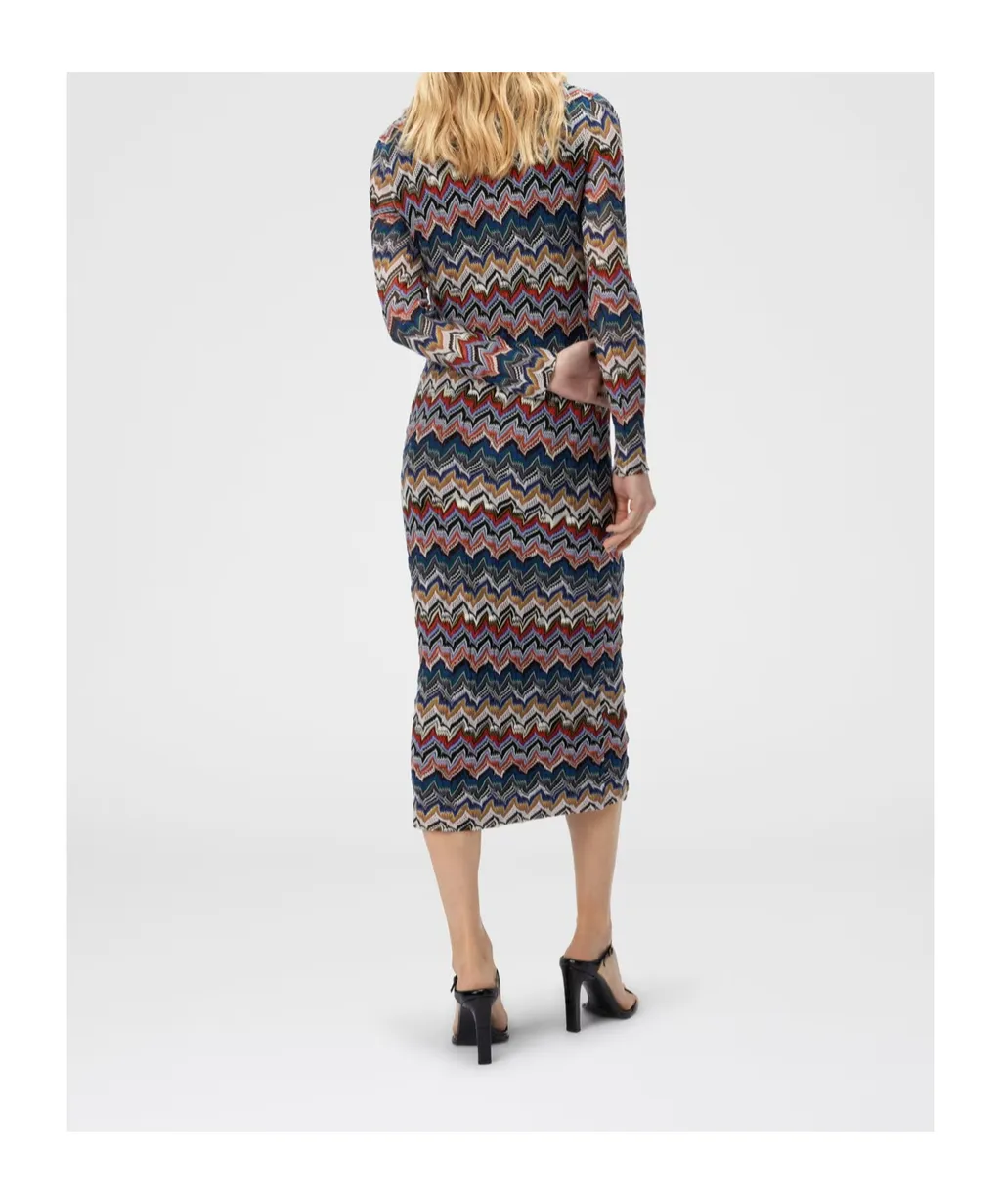 Geometric-Pattern Long-Sleeve Dress