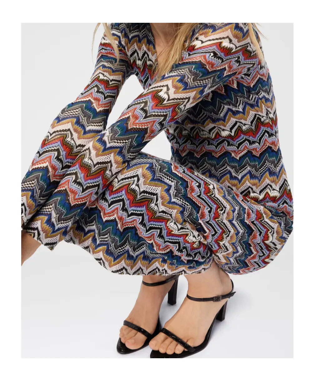 Geometric-Pattern Long-Sleeve Dress