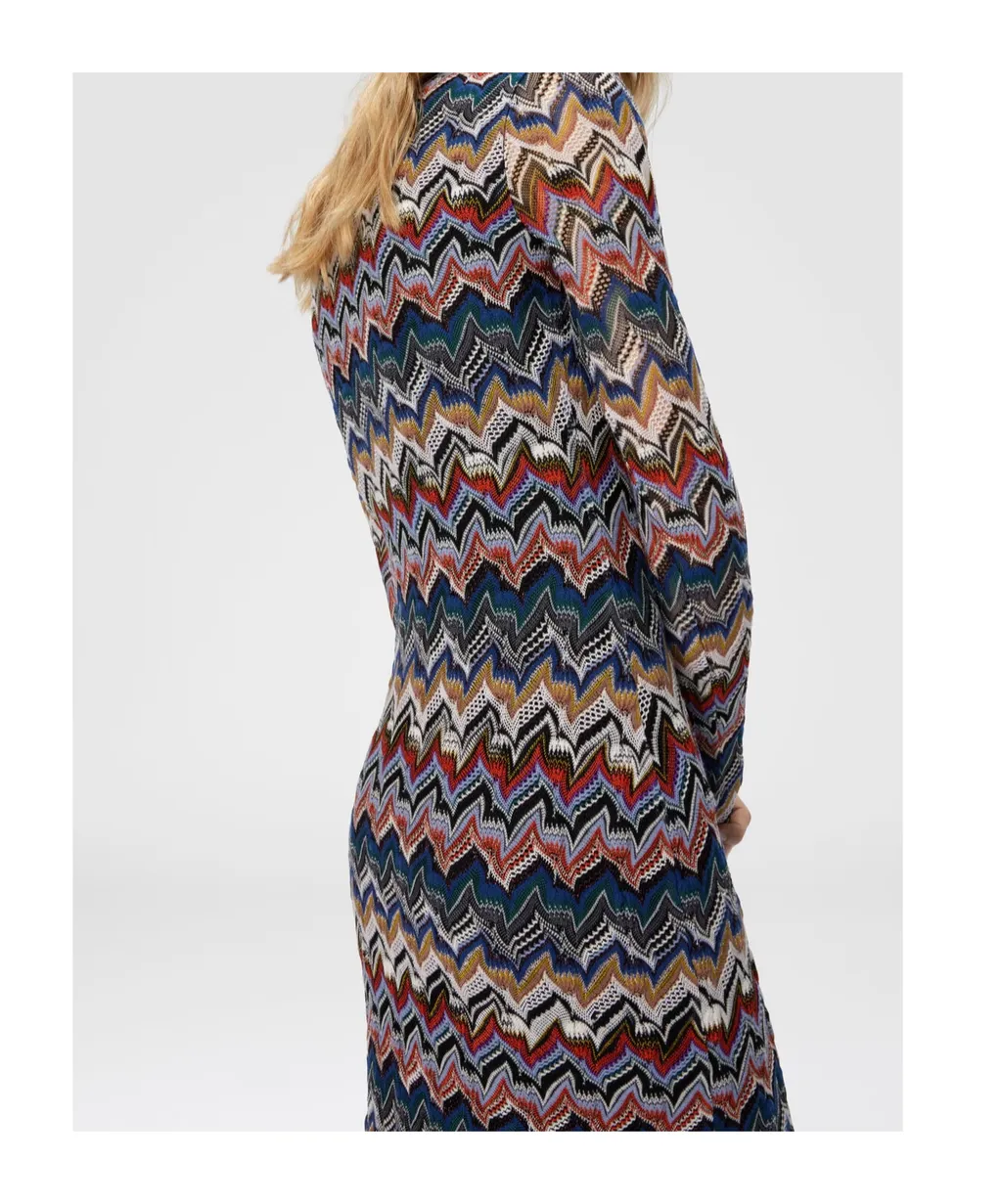 Geometric-Pattern Long-Sleeve Dress