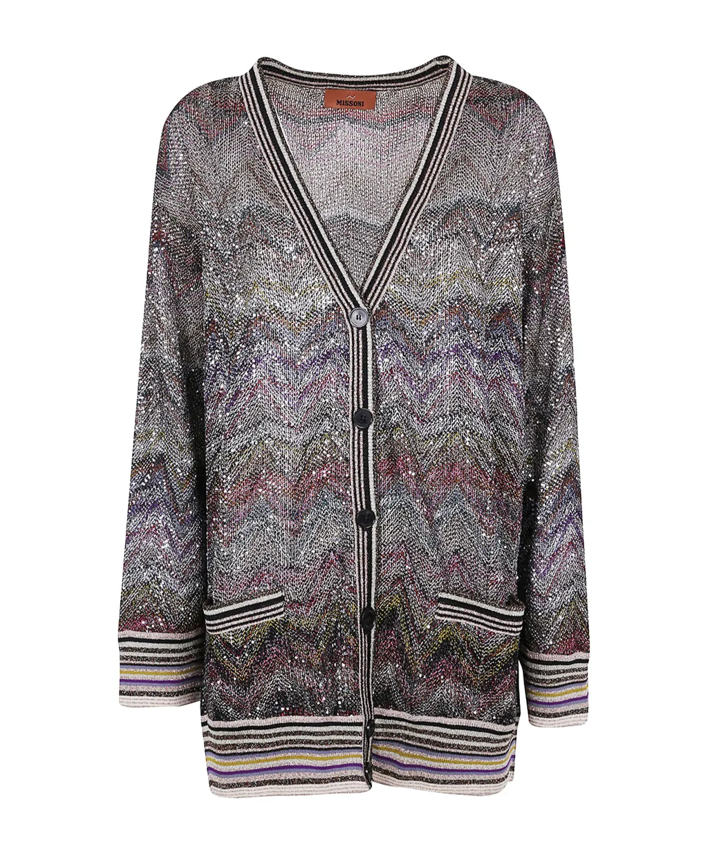 Sequin-Chevron Cardigan