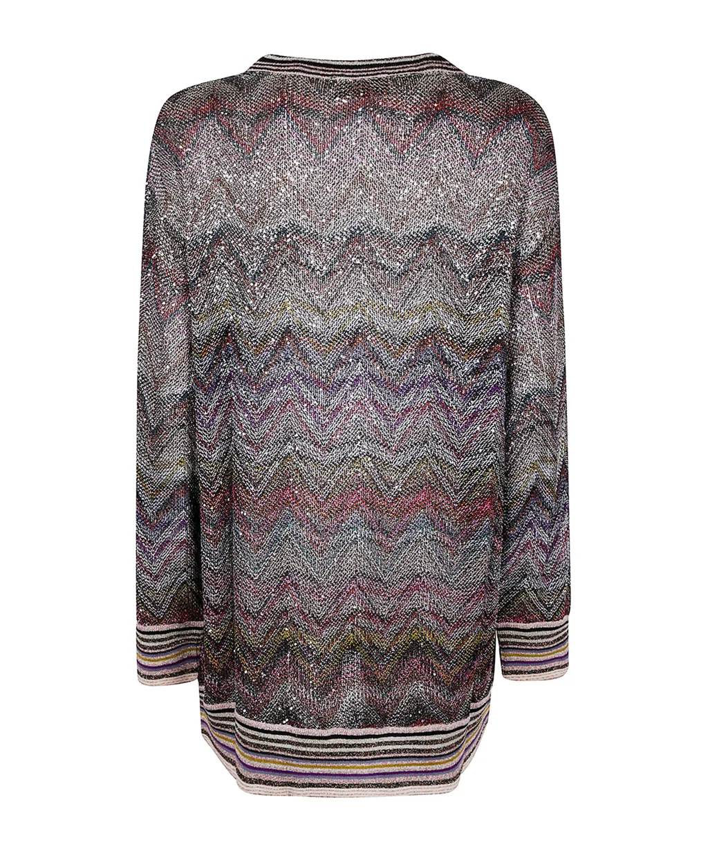 Sequin-Chevron Cardigan