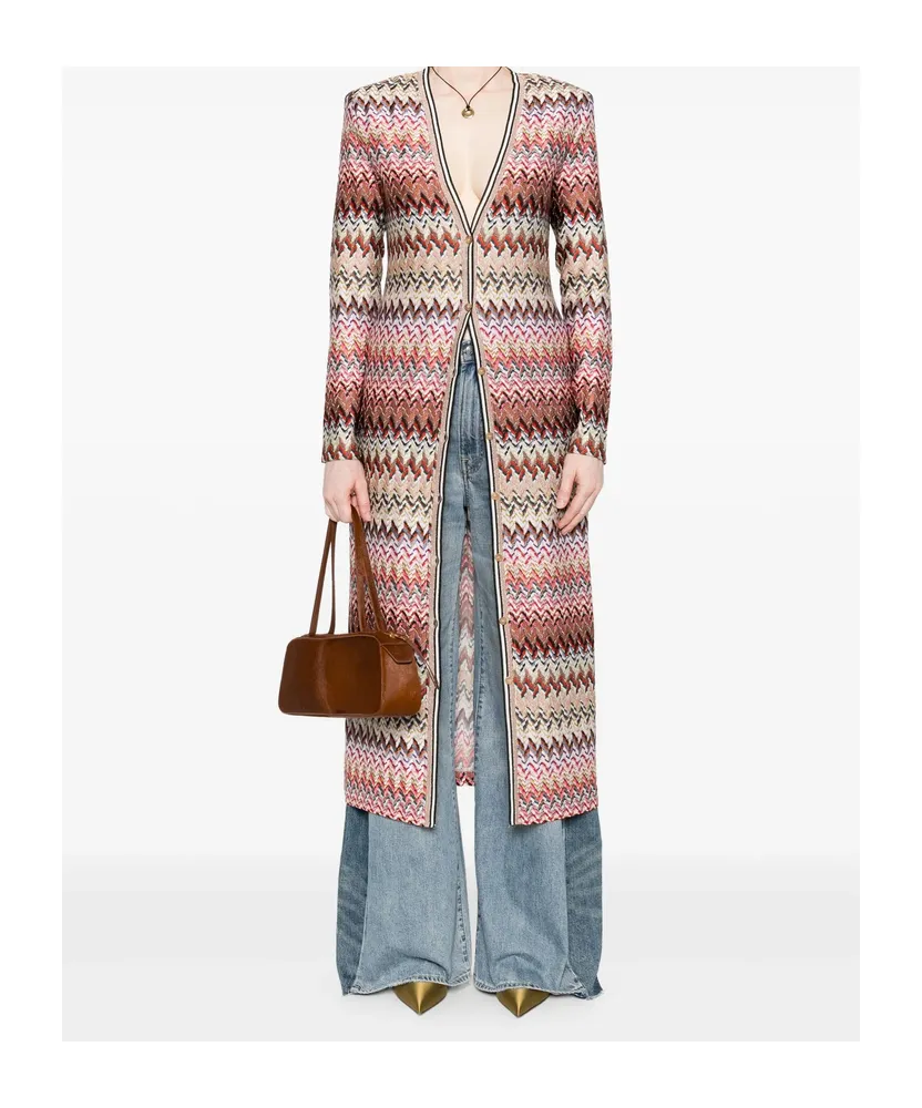 Zigzag-Pattern Cardi-Coat