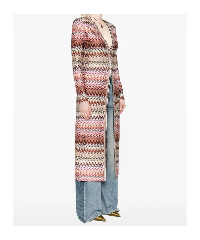Zigzag-Pattern Cardi-Coat
