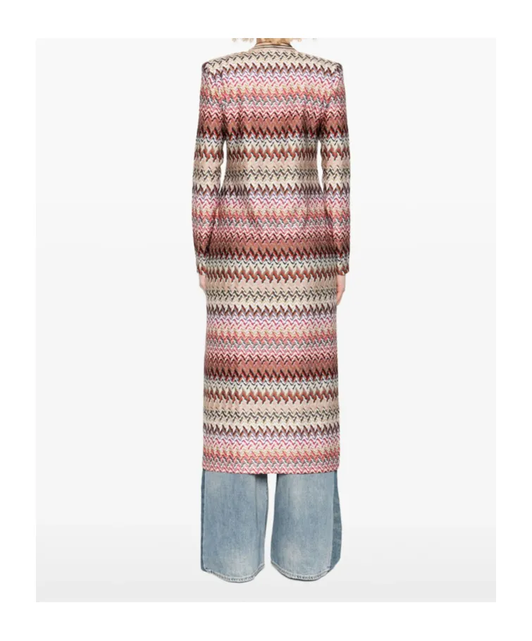 Zigzag-Pattern Cardi-Coat