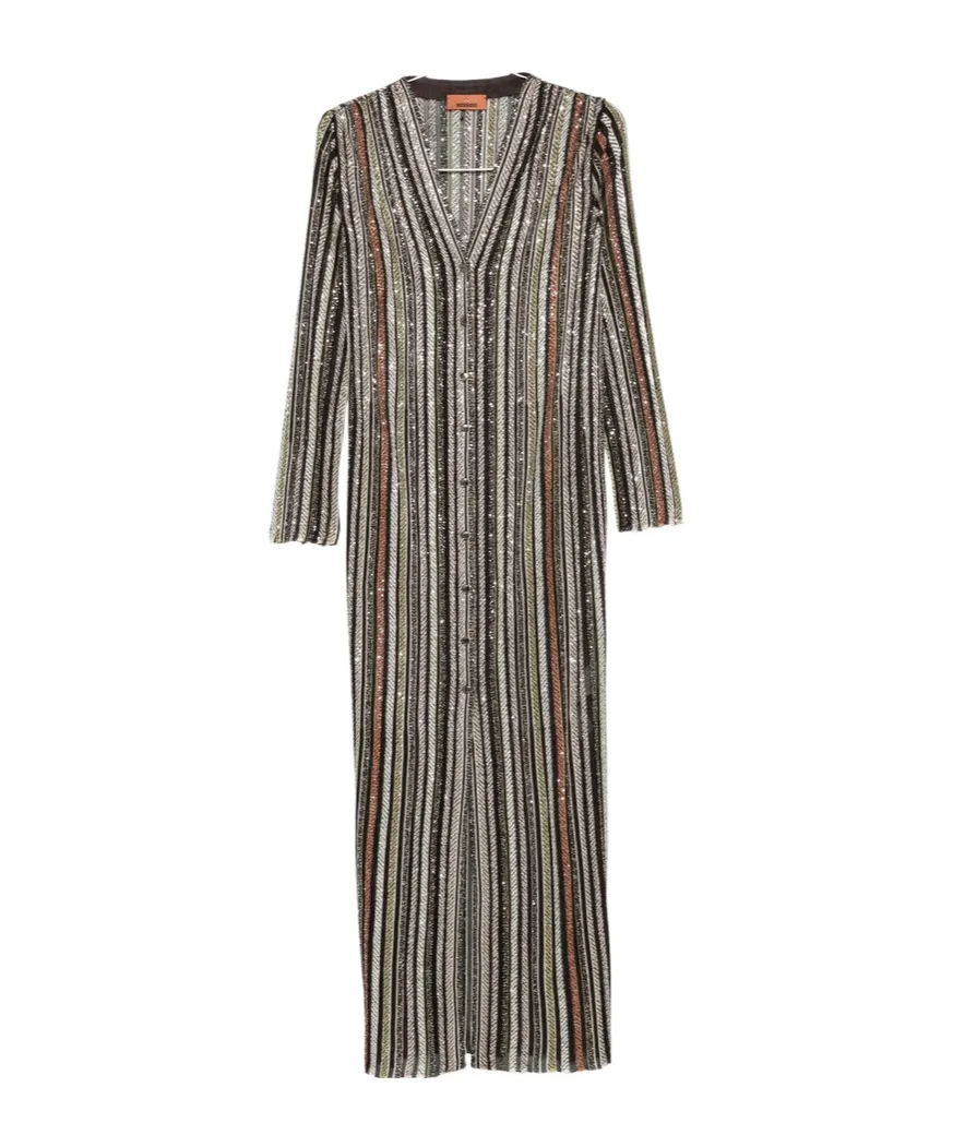 Sequin-Striped Coat