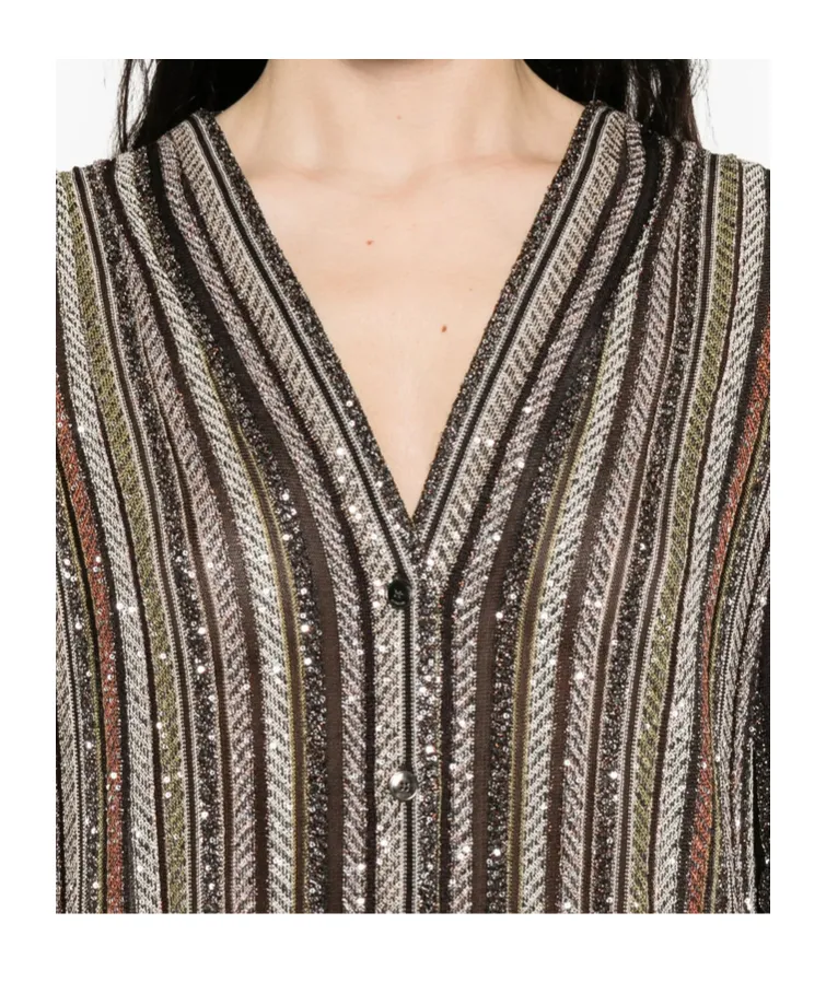 Sequin-Striped Coat