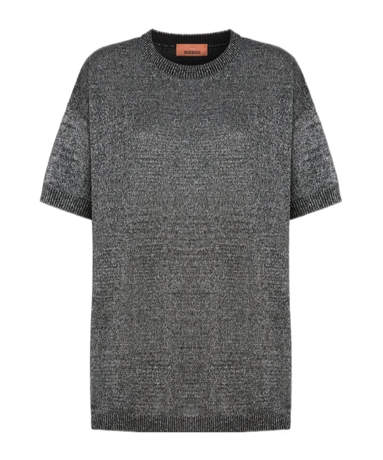 Metallic Crew-Neck T-Shirt