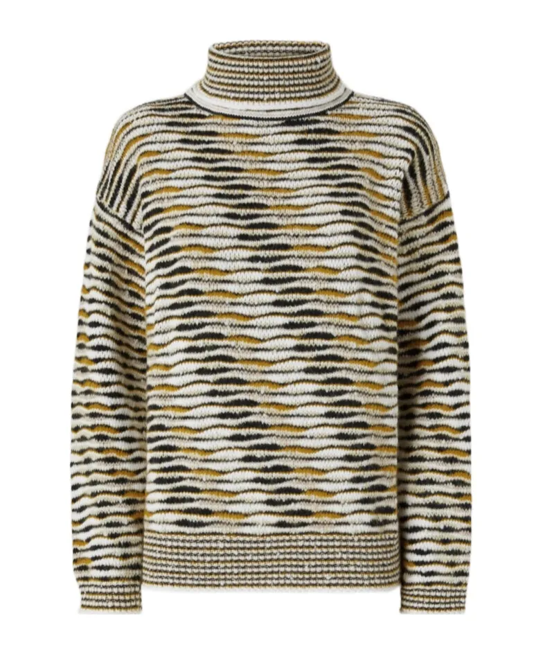 High-Neck Flame-Pattern Sweater