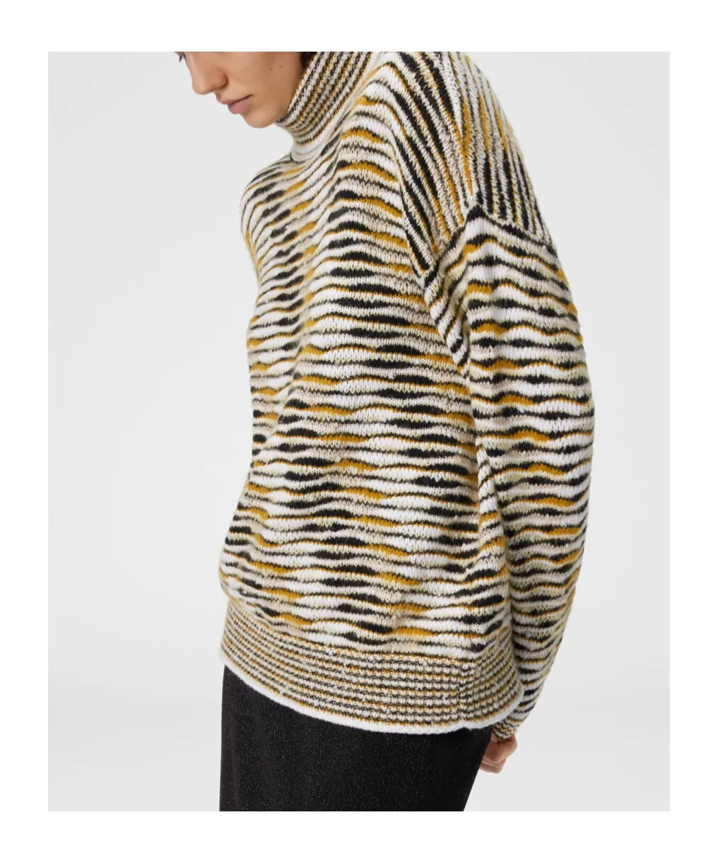 High-Neck Flame-Pattern Sweater