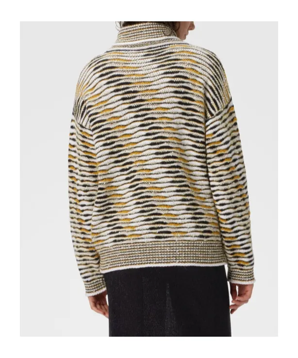 High-Neck Flame-Pattern Sweater