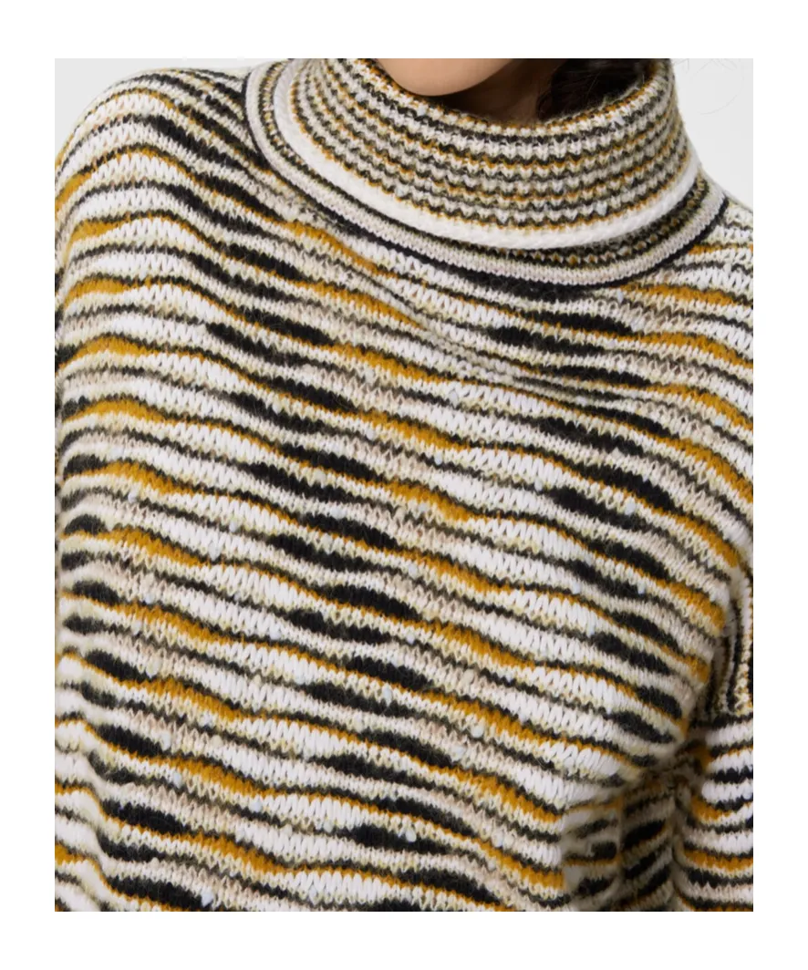 High-Neck Flame-Pattern Sweater