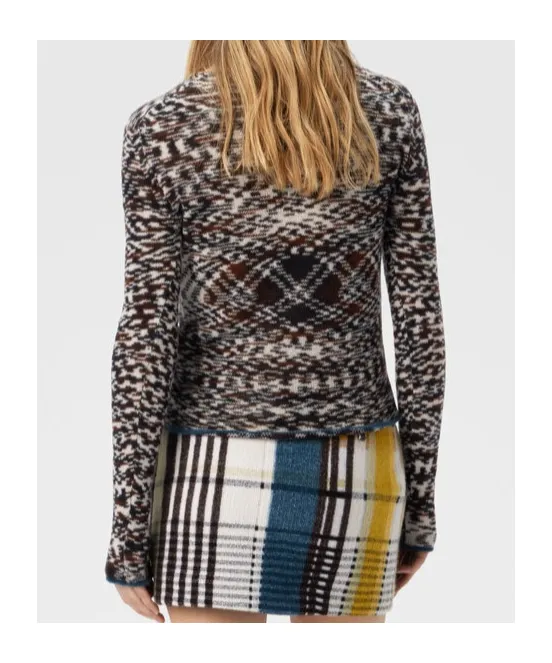 Crew Neck Sweater With Flame Pattern