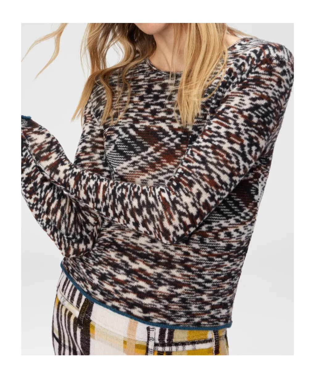 Crew Neck Sweater With Flame Pattern
