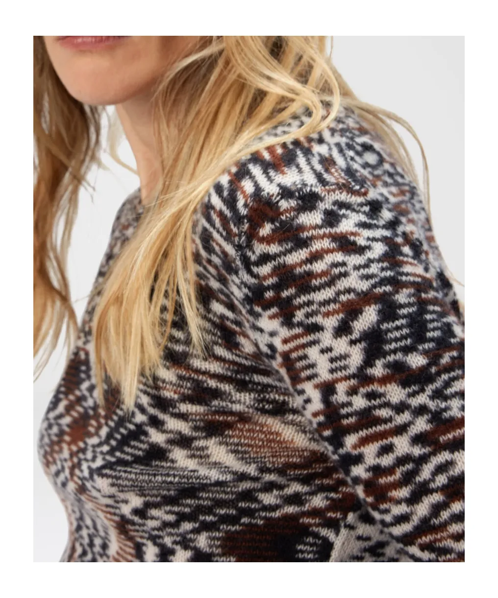 Crew Neck Sweater With Flame Pattern
