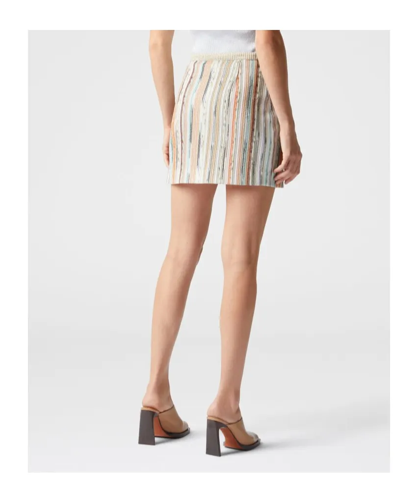 Striped Side Buttoned Mini Skirt