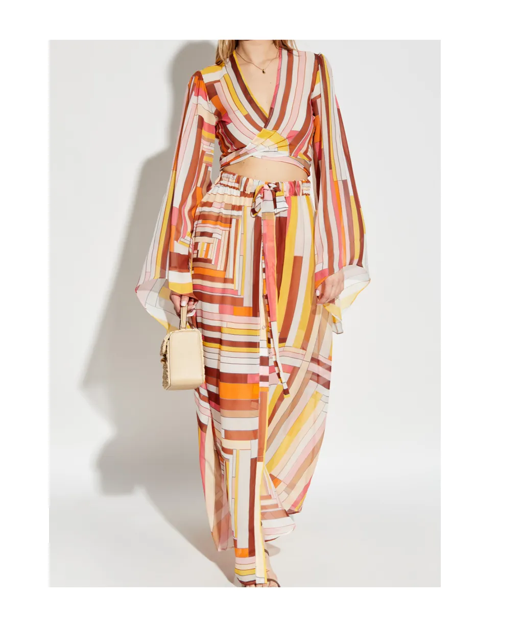 Printed Satin Long Covered Up Skirt