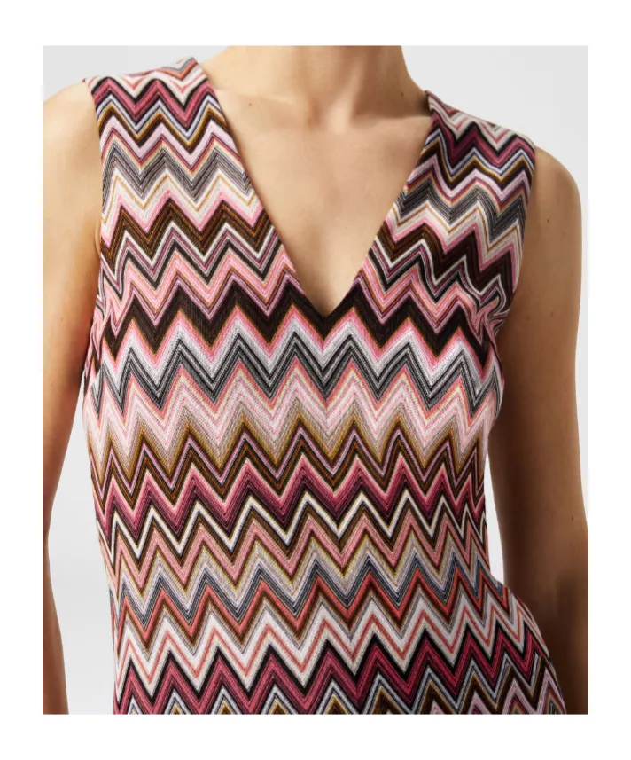 Zigzag-Pattern Mini Dress
