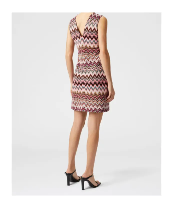 Zigzag-Pattern Mini Dress