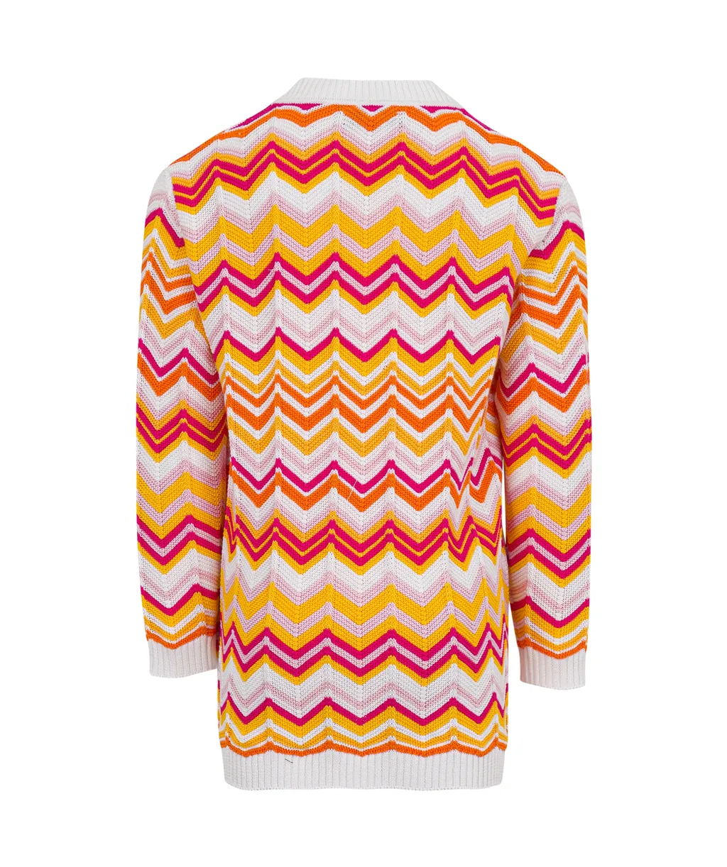 Zigzag Patterned V-Neck Cardigan
