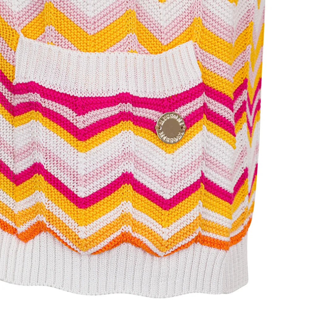 Zigzag Patterned V-Neck Cardigan