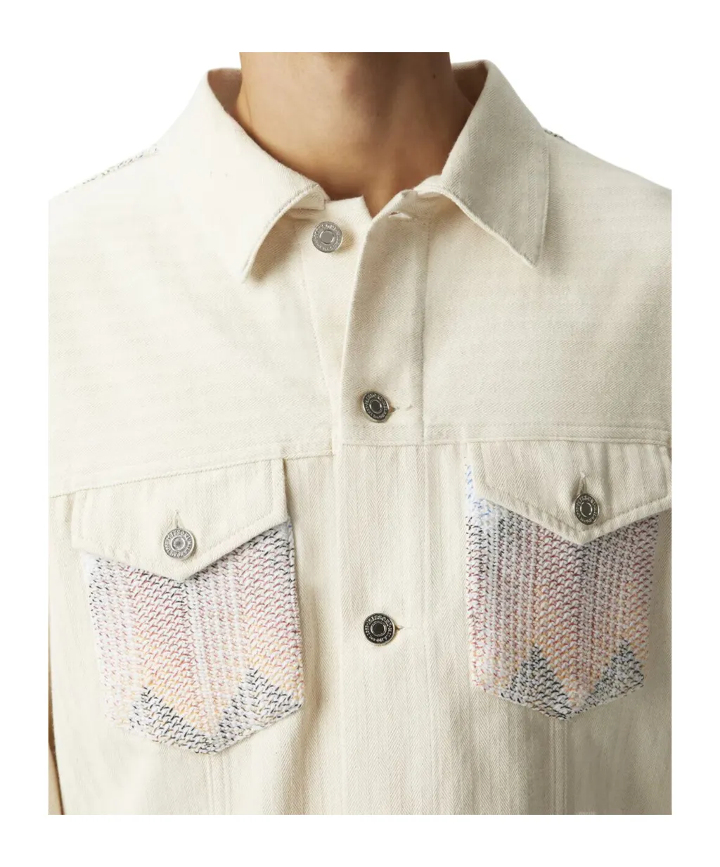 Chevron-Knit Denim Jacket