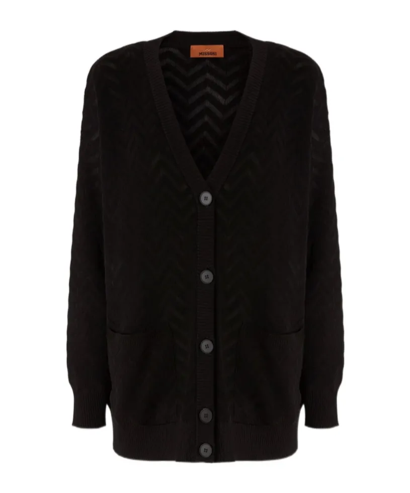 Tonal Chevron Oversized Cardigan