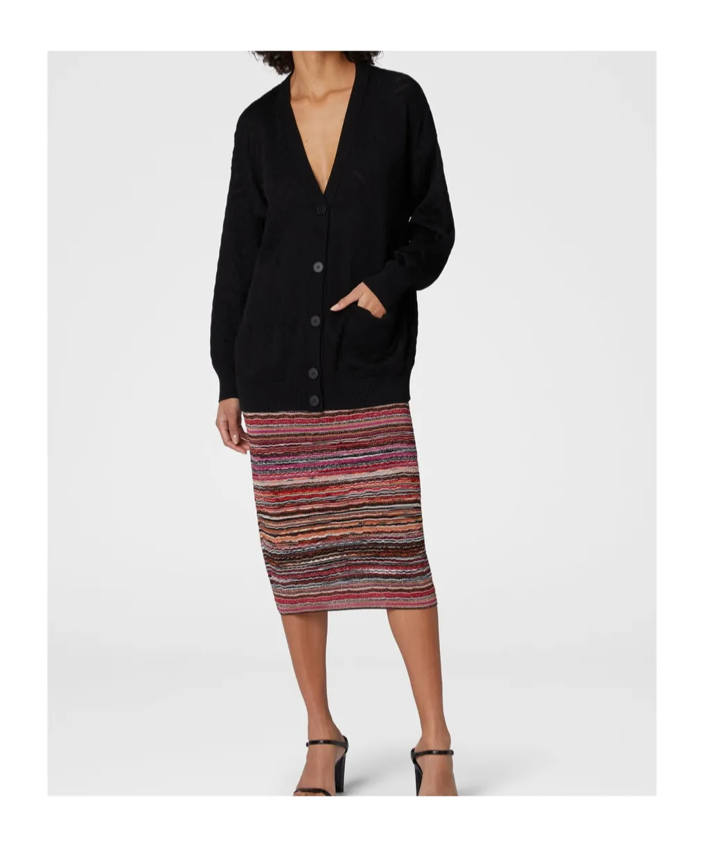 Tonal Chevron Oversized Cardigan