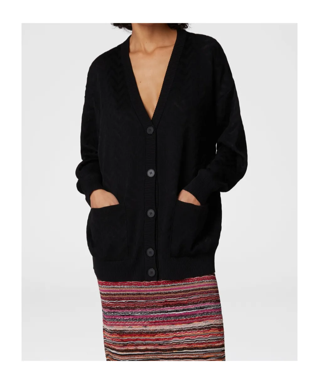 Tonal Chevron Oversized Cardigan