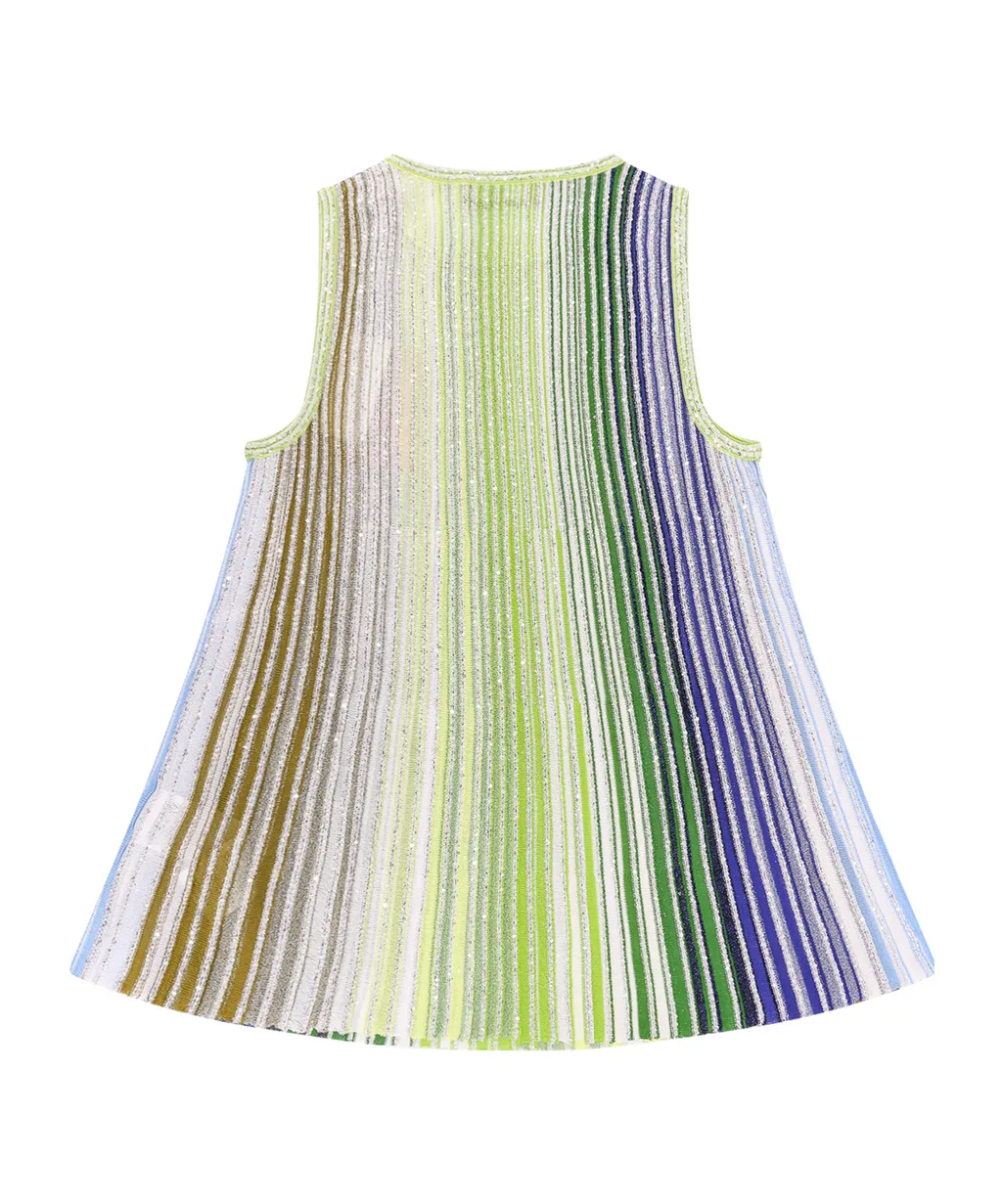 Sequin-Embellished Striped Sleeveless Top