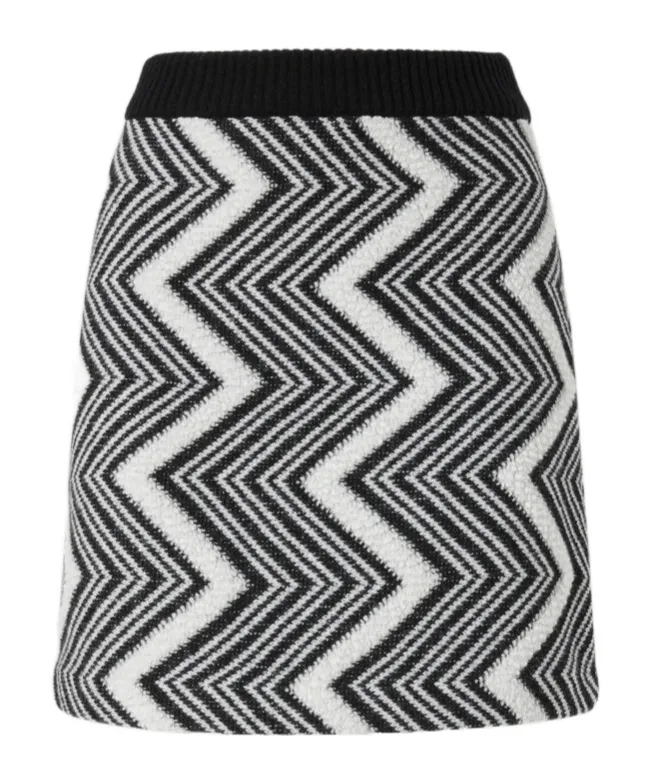 Zigzag Wool Mini Skirt