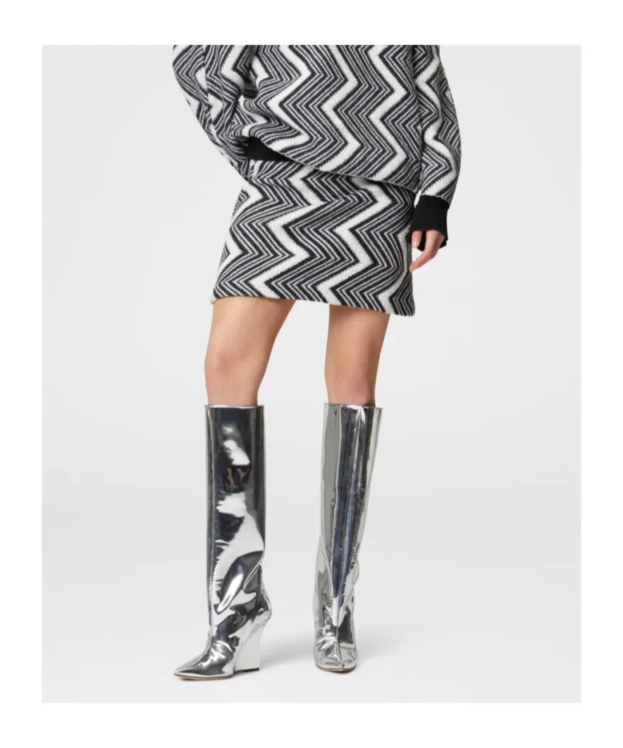 Zigzag Wool Mini Skirt