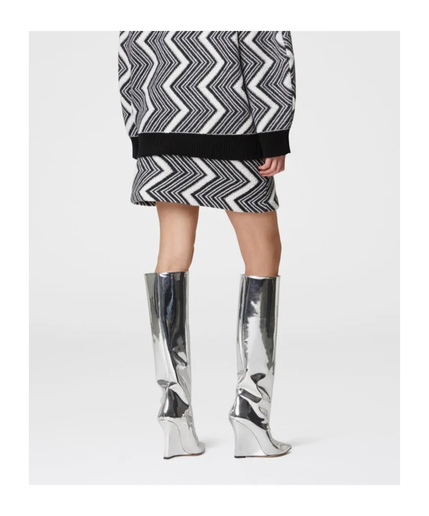 Zigzag Wool Mini Skirt