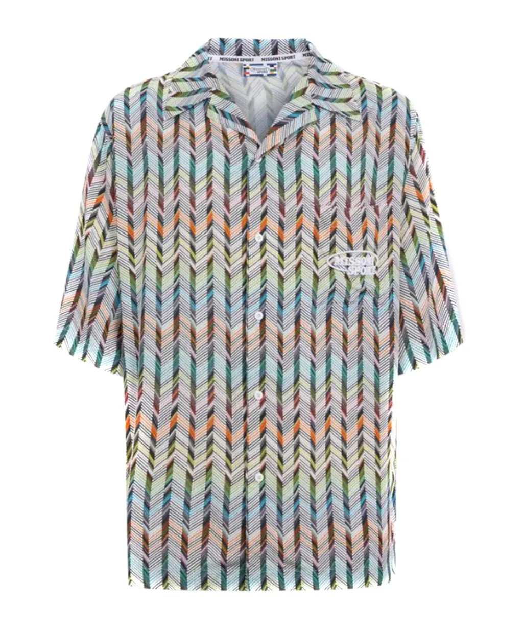 Chevron-Print Twill Shirt