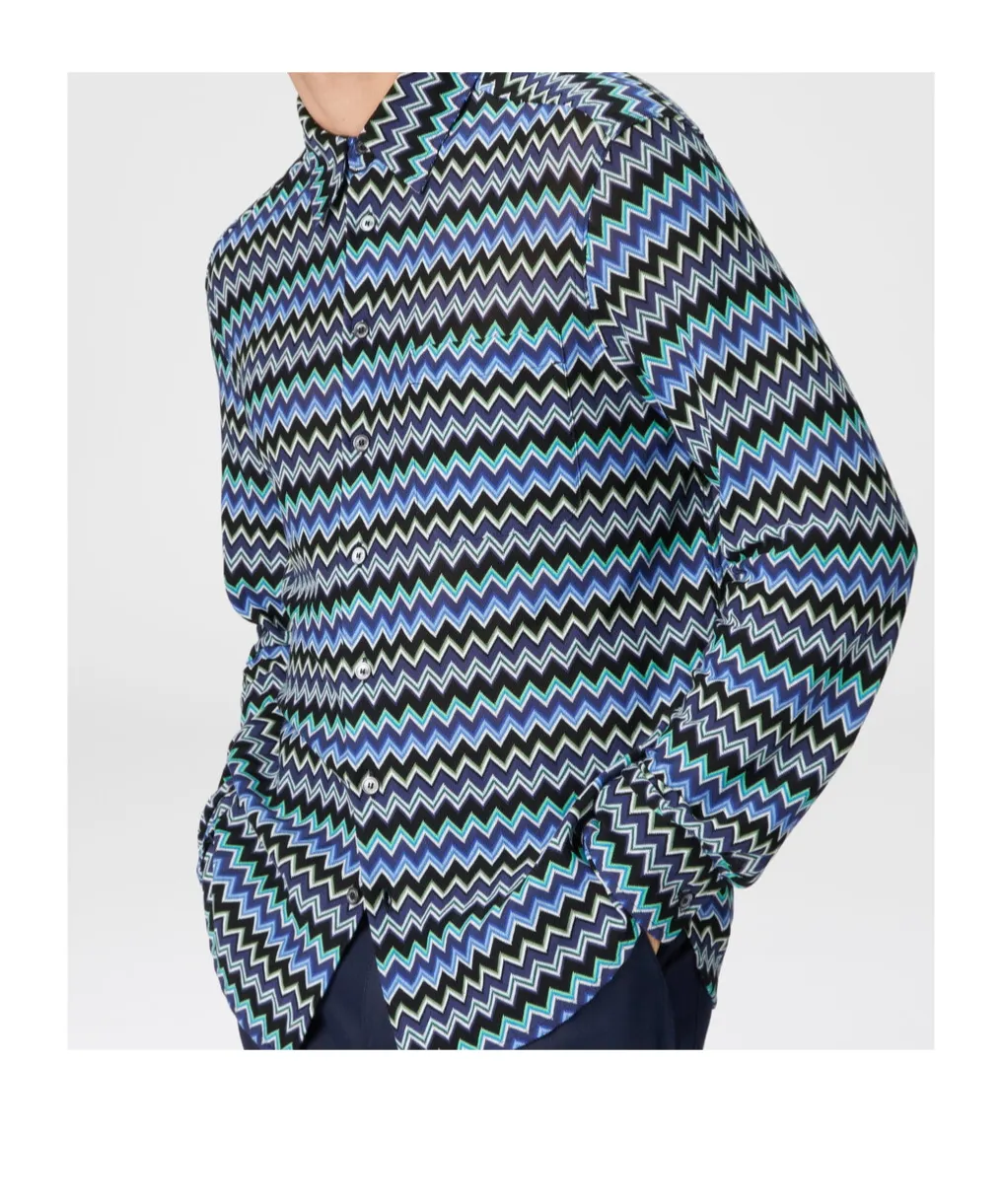 Zig Zag Printed Long-Sleeved Shirt