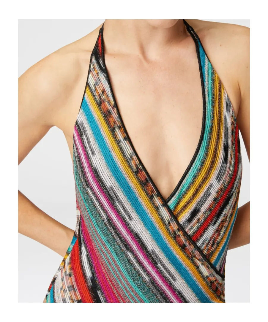 Striped Halterneck One-Piece Swimsuit