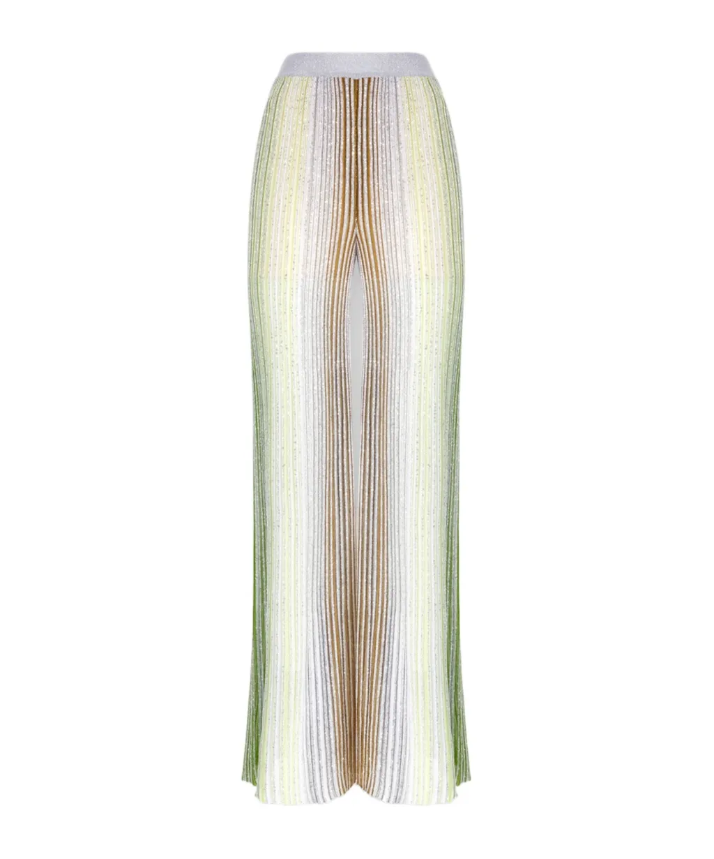 Partialized Sequined Striped Palazzo Trousers