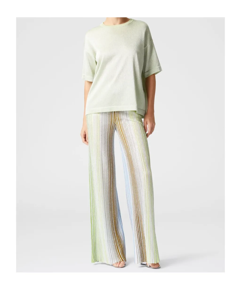 Partialized Sequined Striped Palazzo Trousers