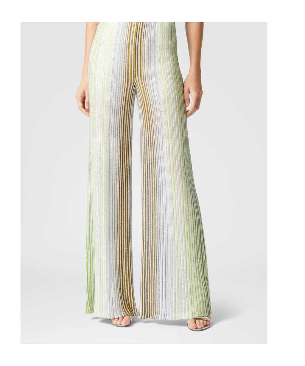 Partialized Sequined Striped Palazzo Trousers