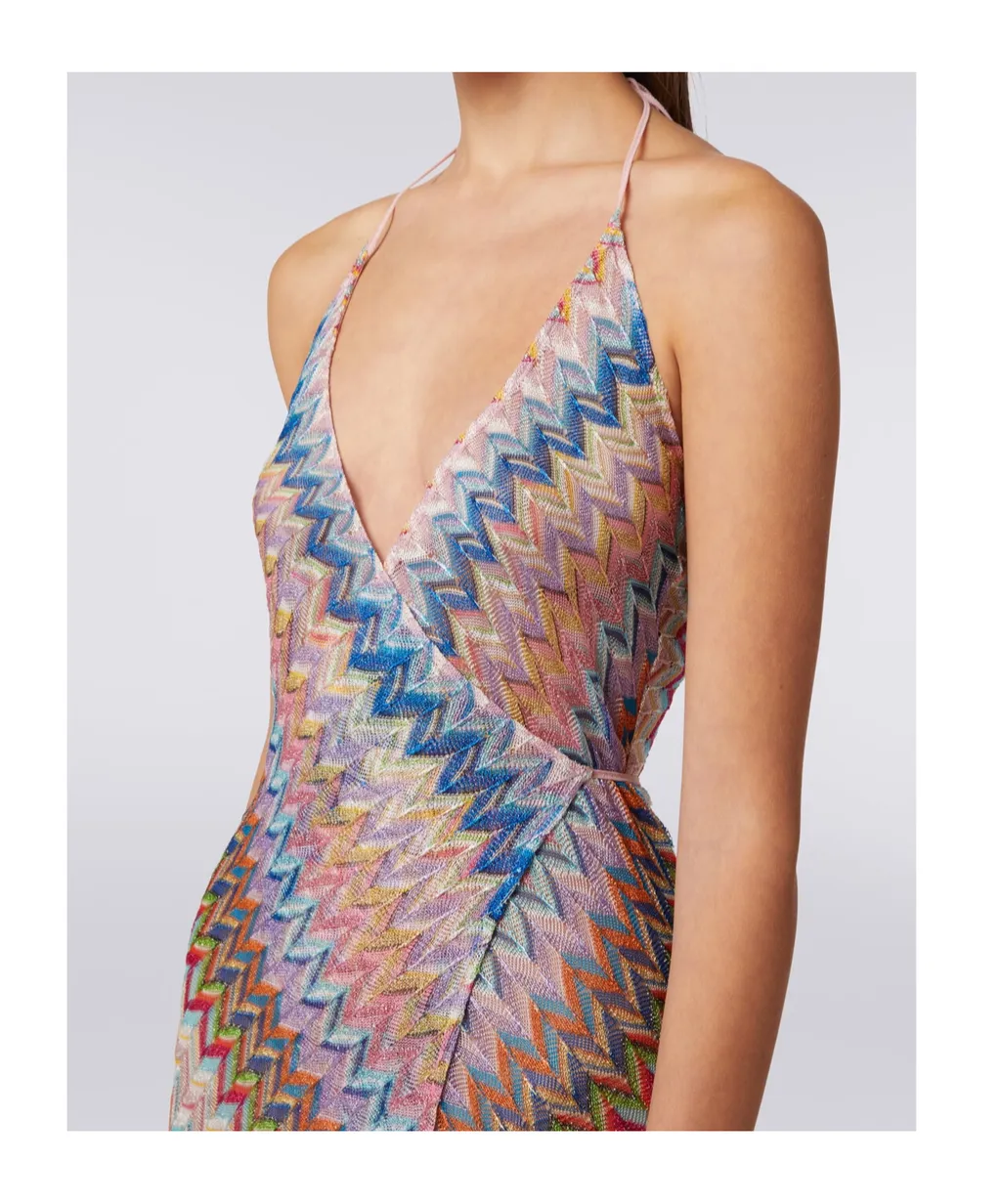 Sleeveless Chevron-Knit Maxi Dress
