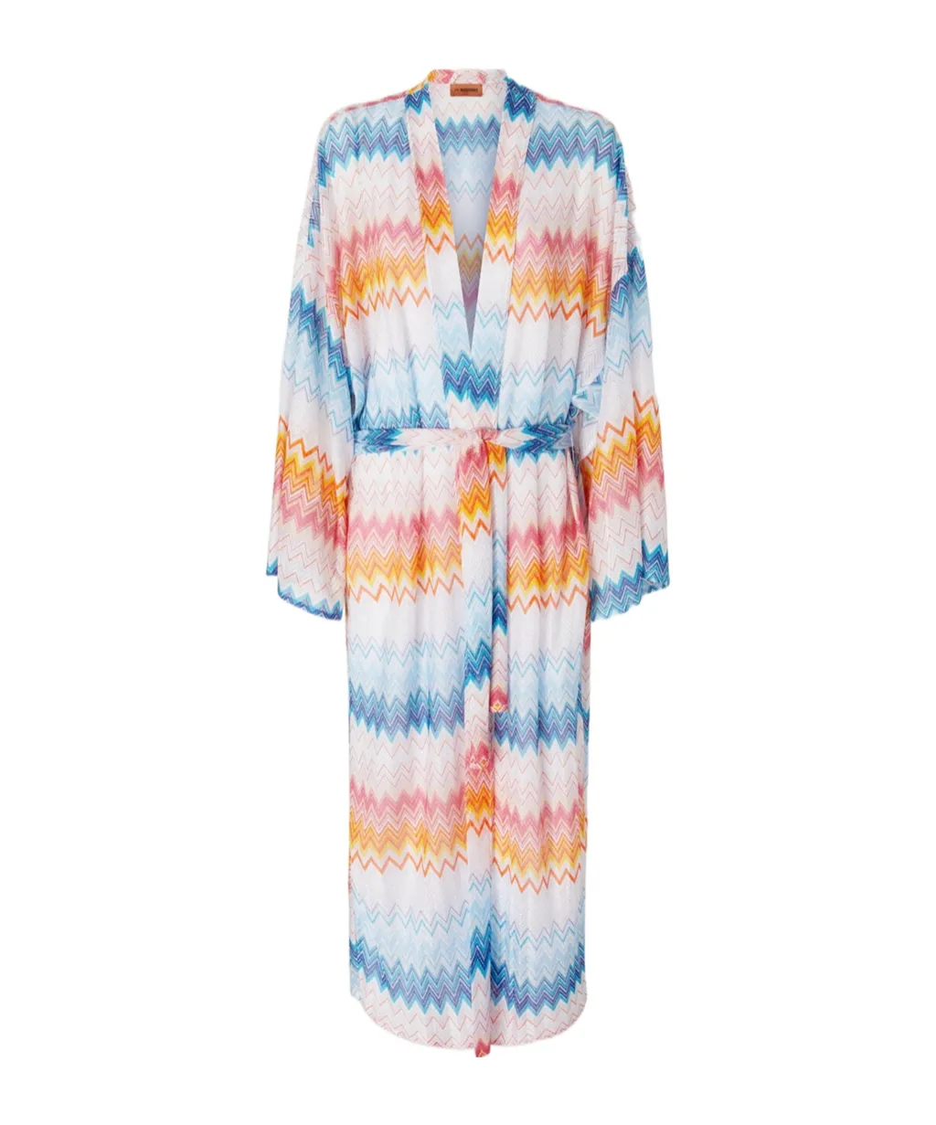 Zig-Zag Tied-Waist Long Dress